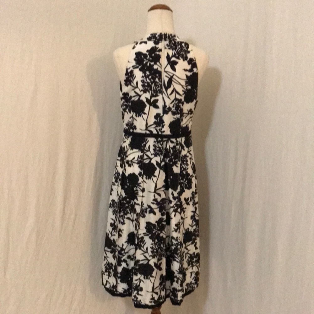 JANE LAMERTON PETITES womens petite 14 silk dress floral black and creamy white - Picture 11 of 17